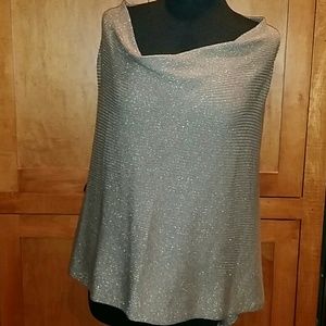 New Chico's Asymmetrical Shine Taupe Shimmer Poncho